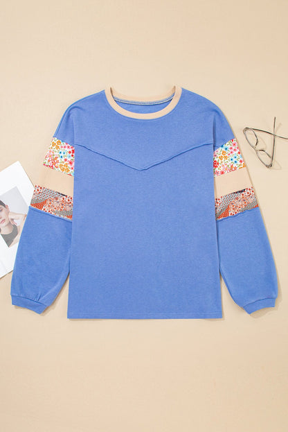 Casual Oversized Sweatshirt with Soft Fabric and Patchwork - CurveLoom